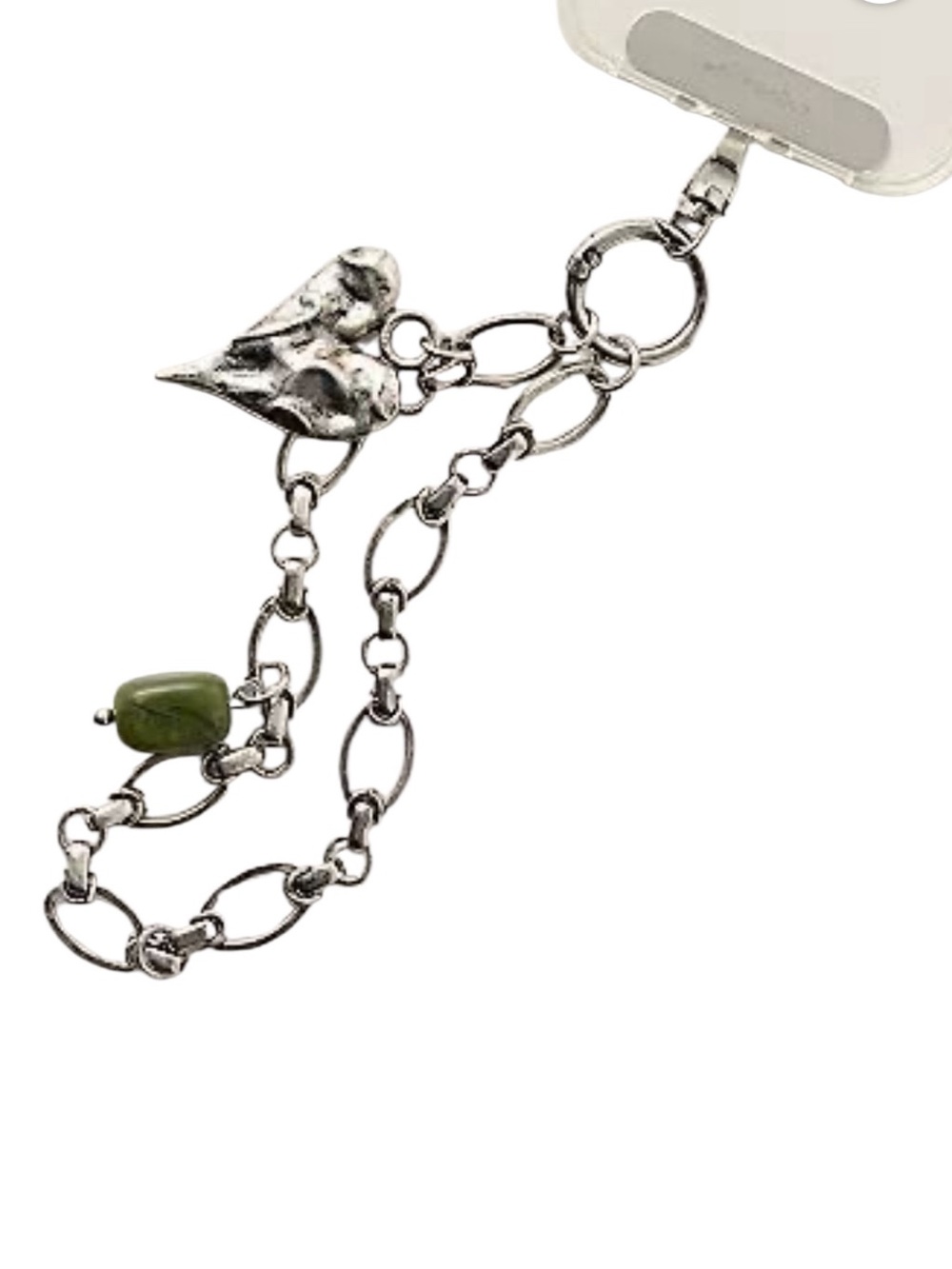 Free People Layered Chain Phone Wristlet Antique Heart Silver